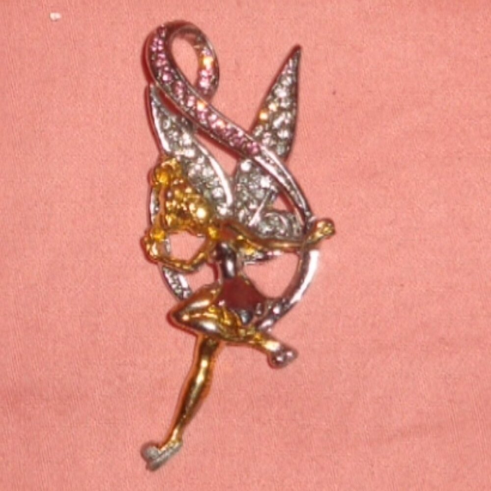 SUPER RARE-DISNEY TINKERBELL ON A MUSICAL NOTE CRYSTAL PENDANT-NO CHAIN-